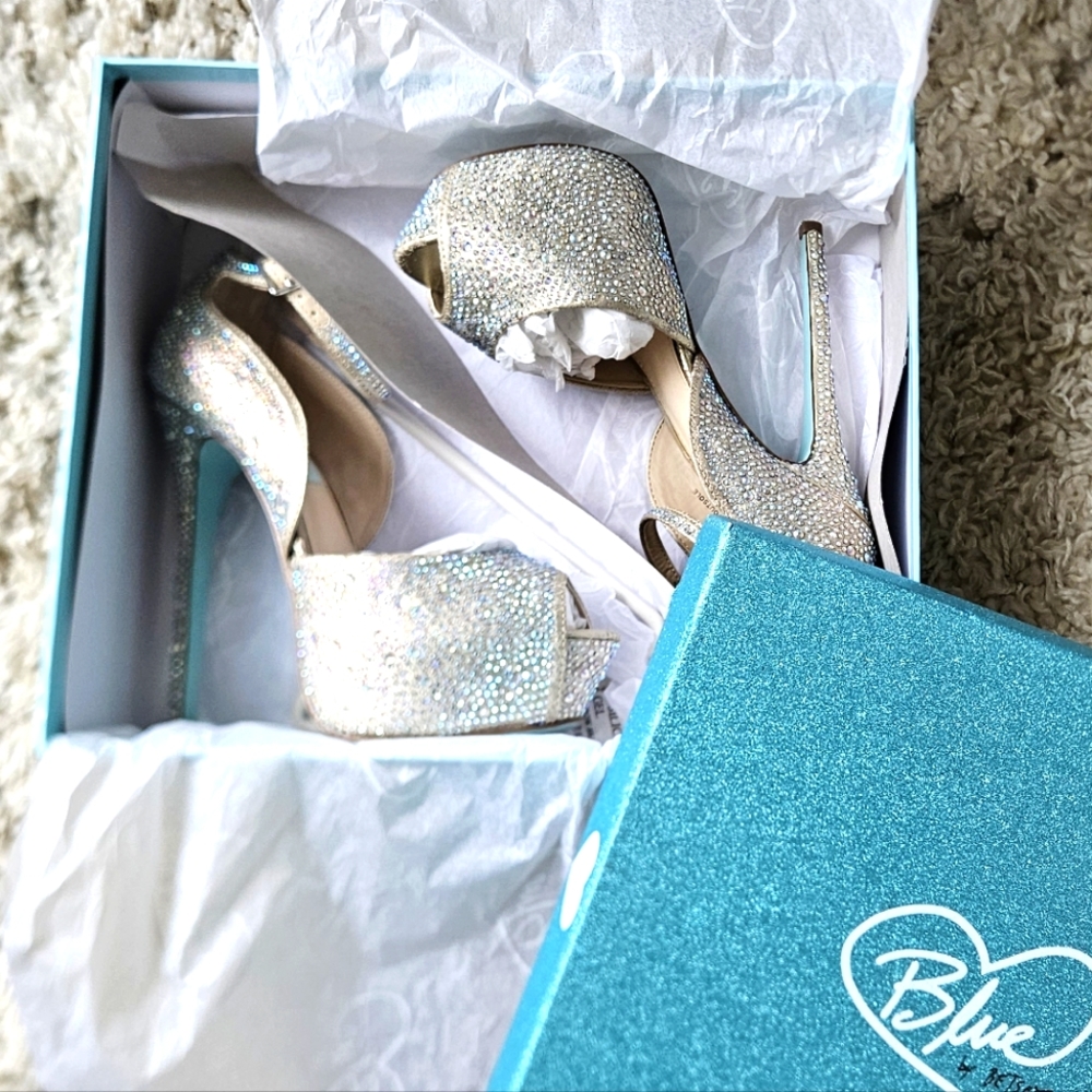 Betsy Johnson SB-Kiss Champagne Crystal Stilettos